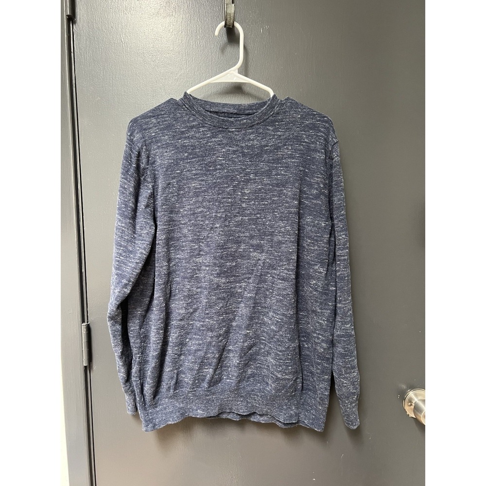1901 Mens Regular Fit Crewneck Sweater Long Sleeves Soft Classic Cotton L Blue